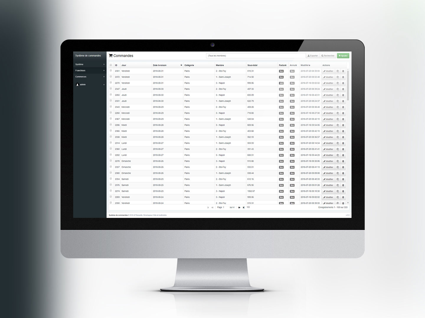 Syst&egrave;me de commandes