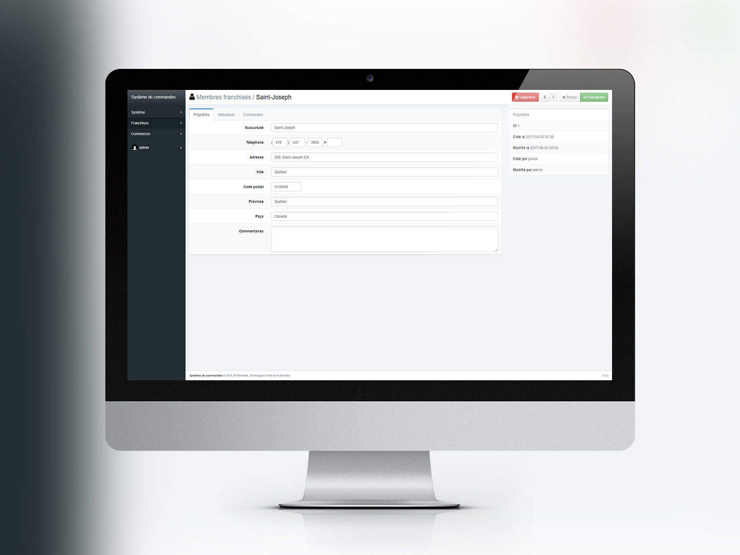 Syst&egrave;me de commandes