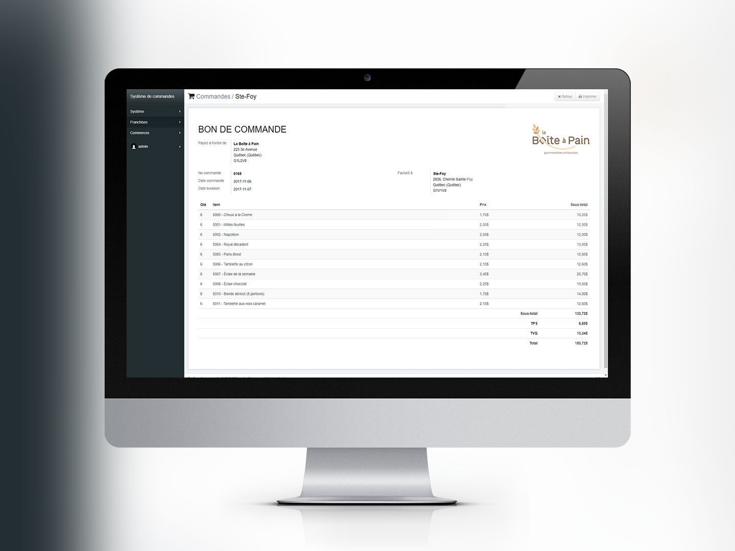 Syst&egrave;me de commandes