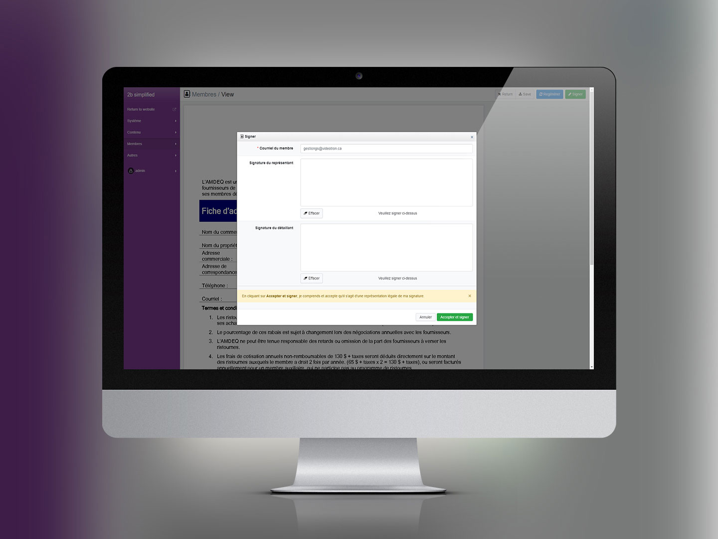 Syst&egrave;me de gestion des membres