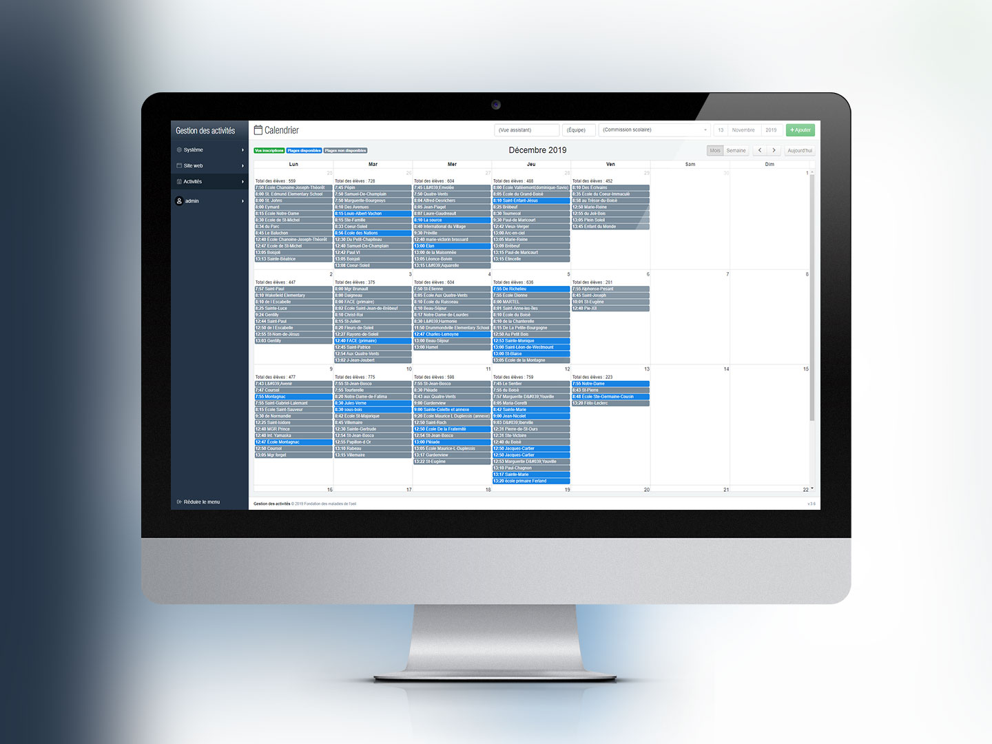 Logiciel de gestion des activit&eacute;s