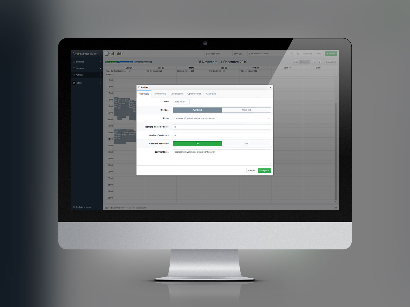 Logiciel de gestion des activit&eacute;s