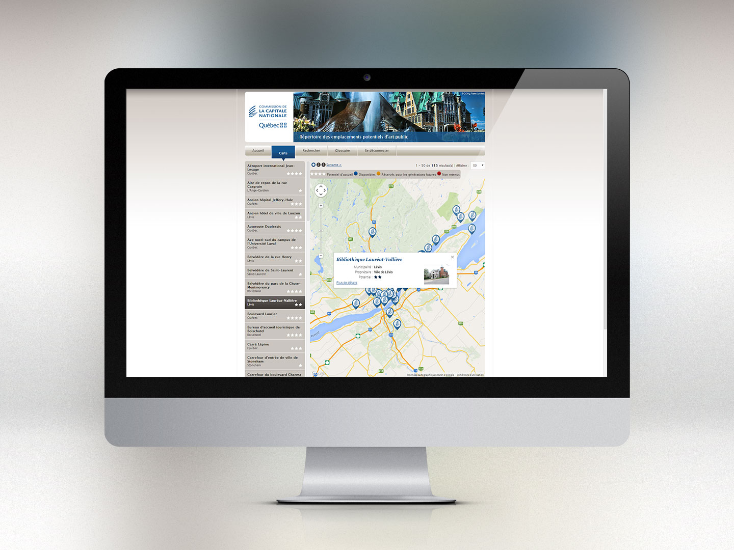 R&eacute;pertoire des emplacements potentiels d'art public