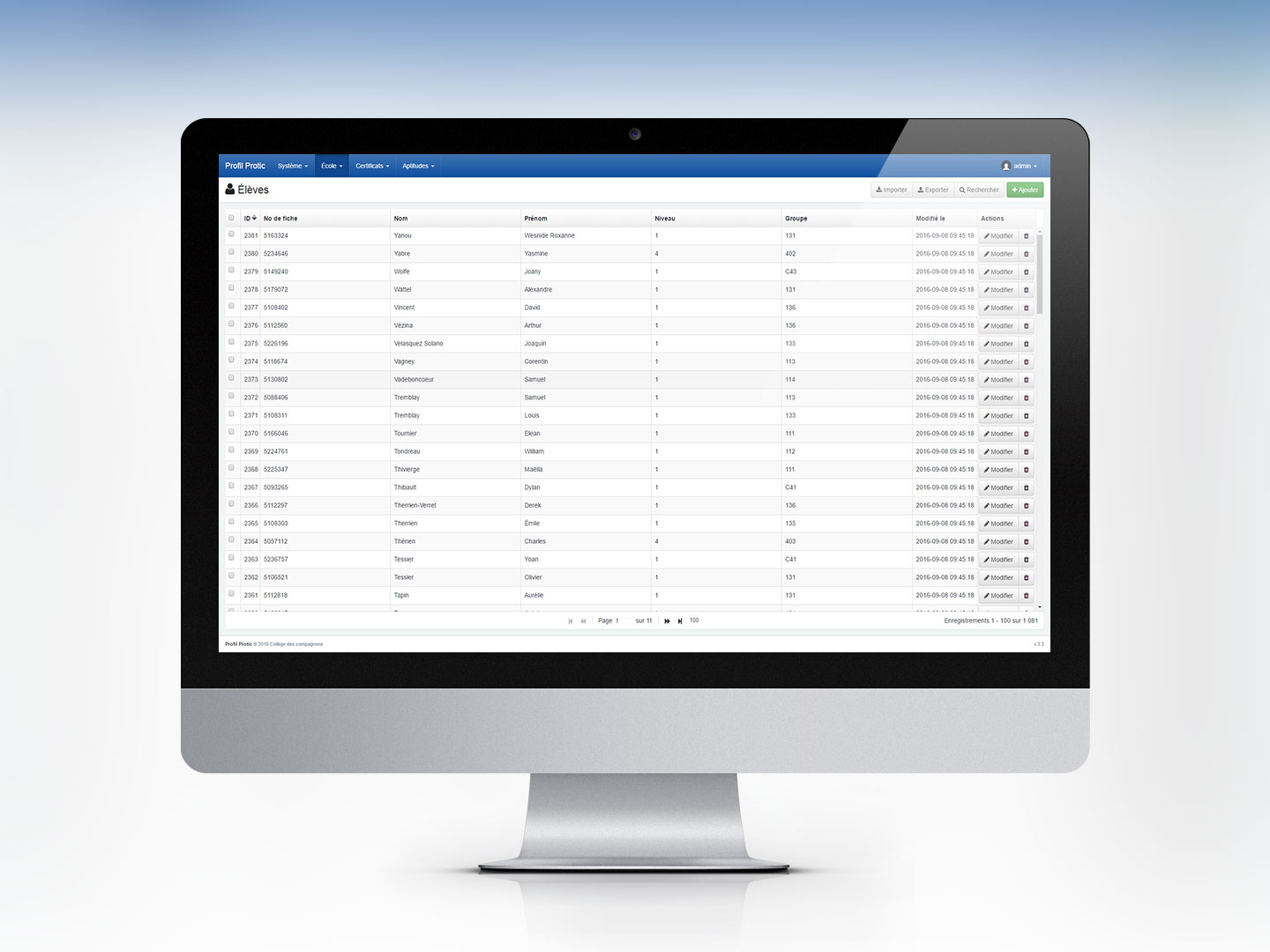 Syst&egrave;me de gestion de certificats d'&eacute;l&egrave;ves